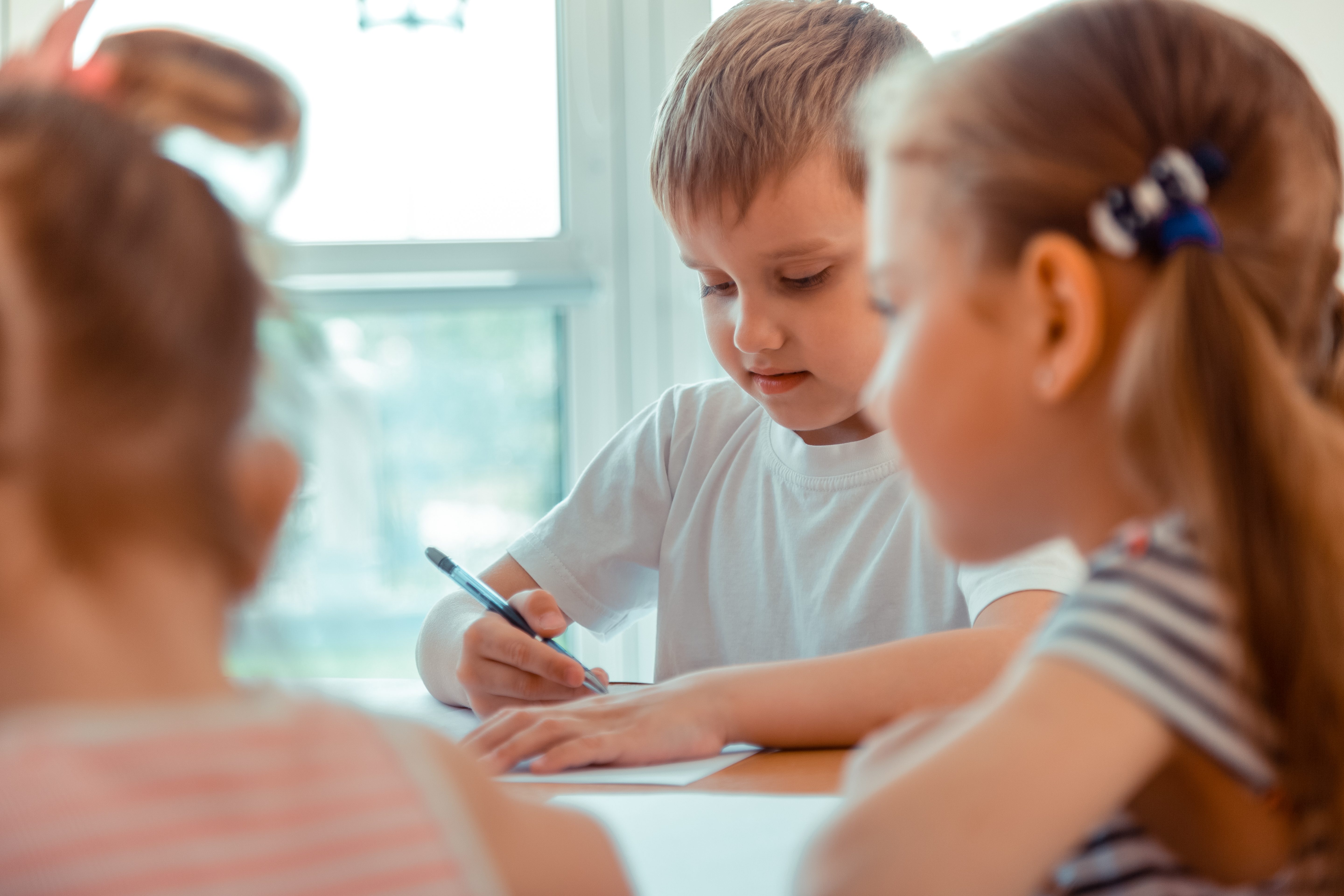 Children around a table